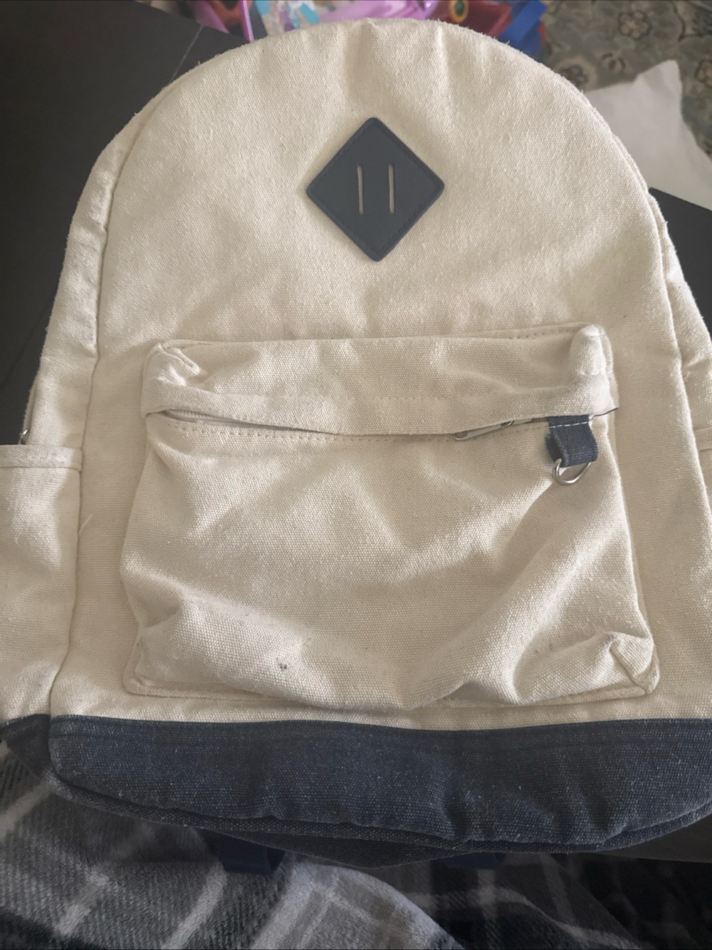 wild fable Cream and Navy Canvas Backpack